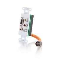 2212-60022-001 Decora Faceplate Insert: Quiktron RapidRun, VGA, 3.5mm, Composite Video & Stereo Audio - White