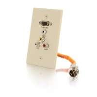 2212-60047-001 Faceplate: Quiktron RapidRun, VGA, 3.5mm, Composite Video & Stereo Audio - Ivory