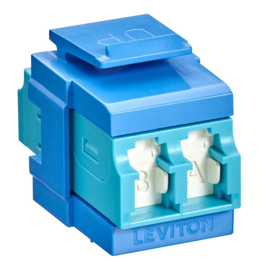 Leviton 41086-LLL QP OM3/4 DPLX LC SHUT ADAP AQUA/BLUE