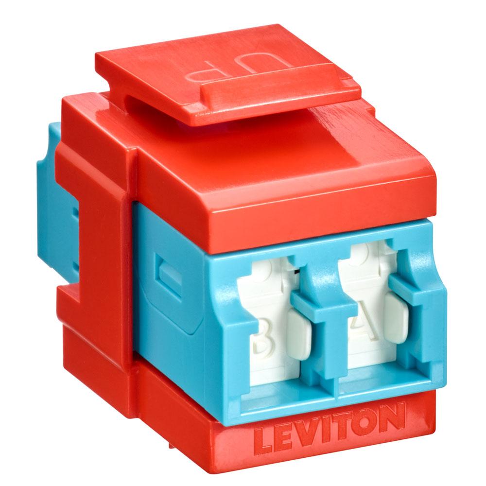 Leviton 41086-LLO QP OM3/4 DPLX LC SHUT ADAP AQUA/OR