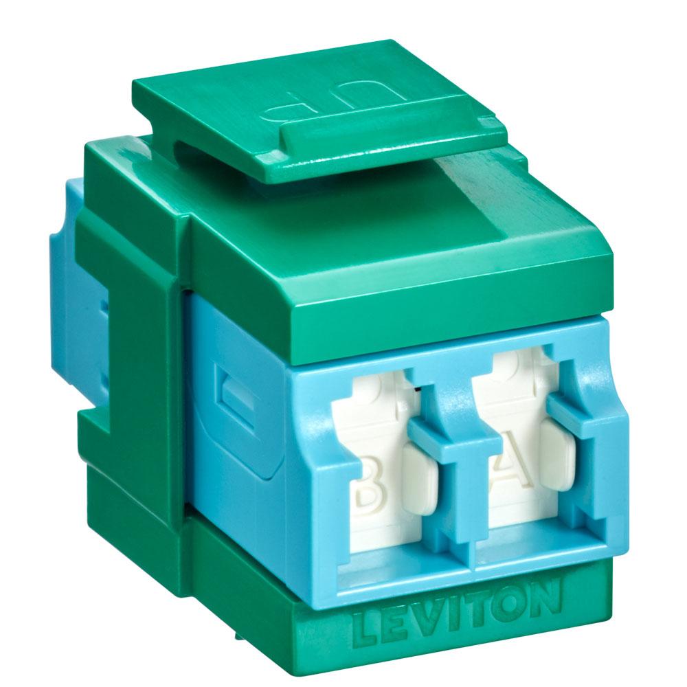Leviton 41086-LLV QP OM3/4 DPLX LC SHUT ADAP AQUA/GREEN