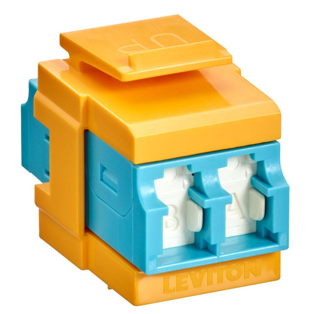 Leviton 41086-LLY QP OM3/4 DPLX LC SHUT ADAP AQUA/YELLOW