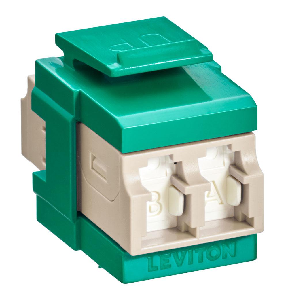 Leviton 41086-MLV QP OM1/2 DPLX LC SHUT ADAP BEIGE/GREEN