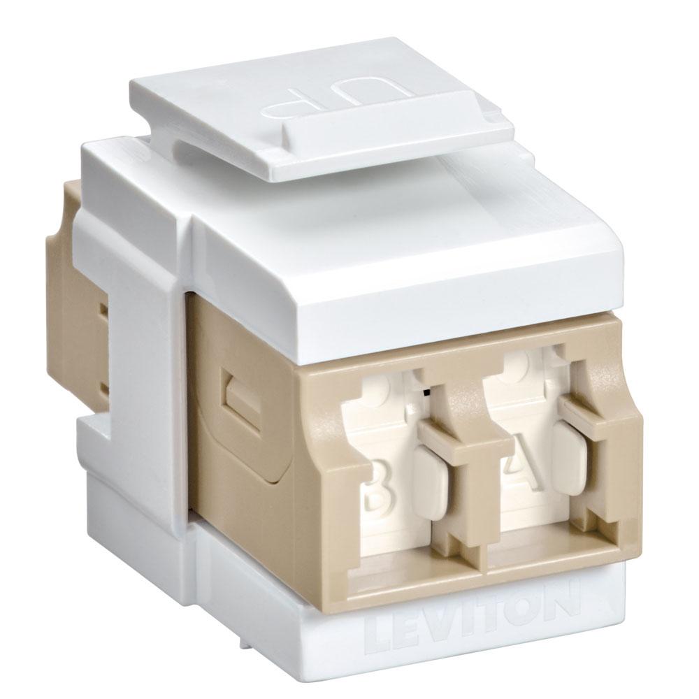Leviton 41086-MLW QP OM1/2 DPLX LC SHUT ADAP BEIGE/WHITE