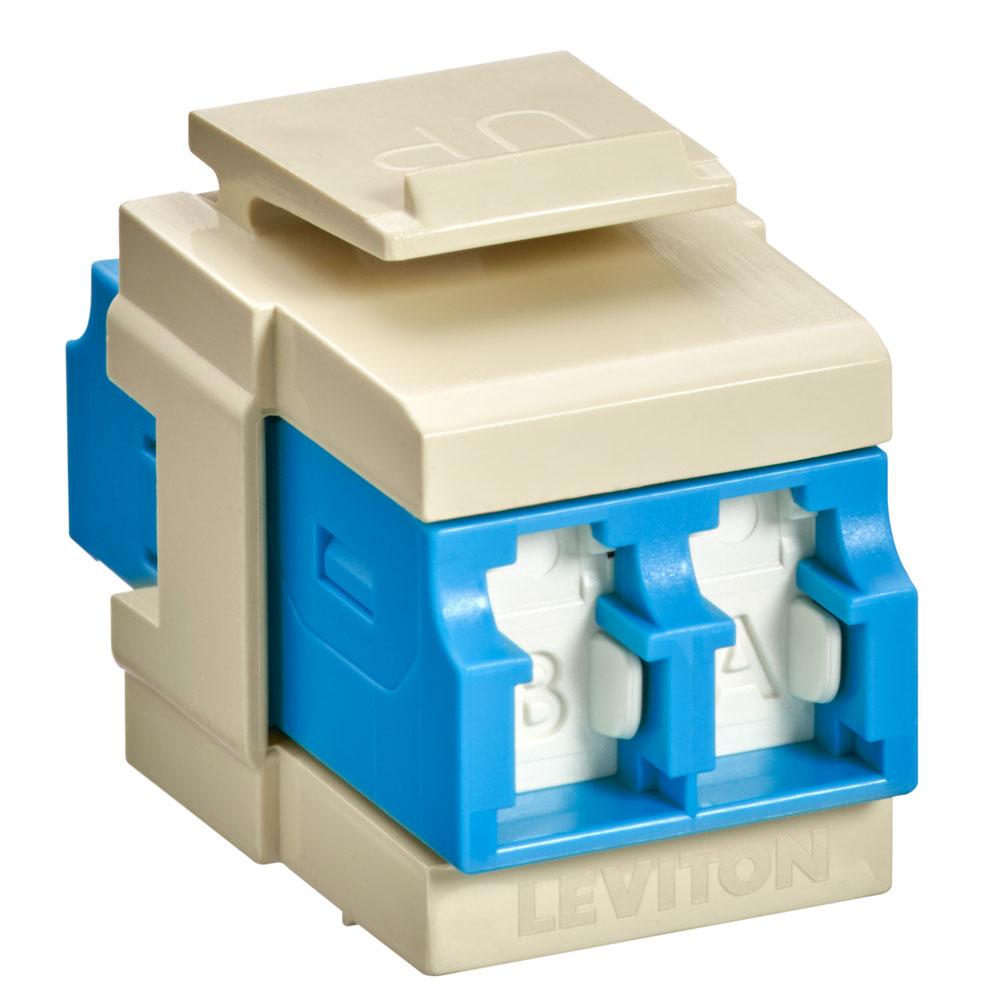 Leviton 41086-SLI QP OS2 DPLX LC SHUT ADAP BLUE/IVORY