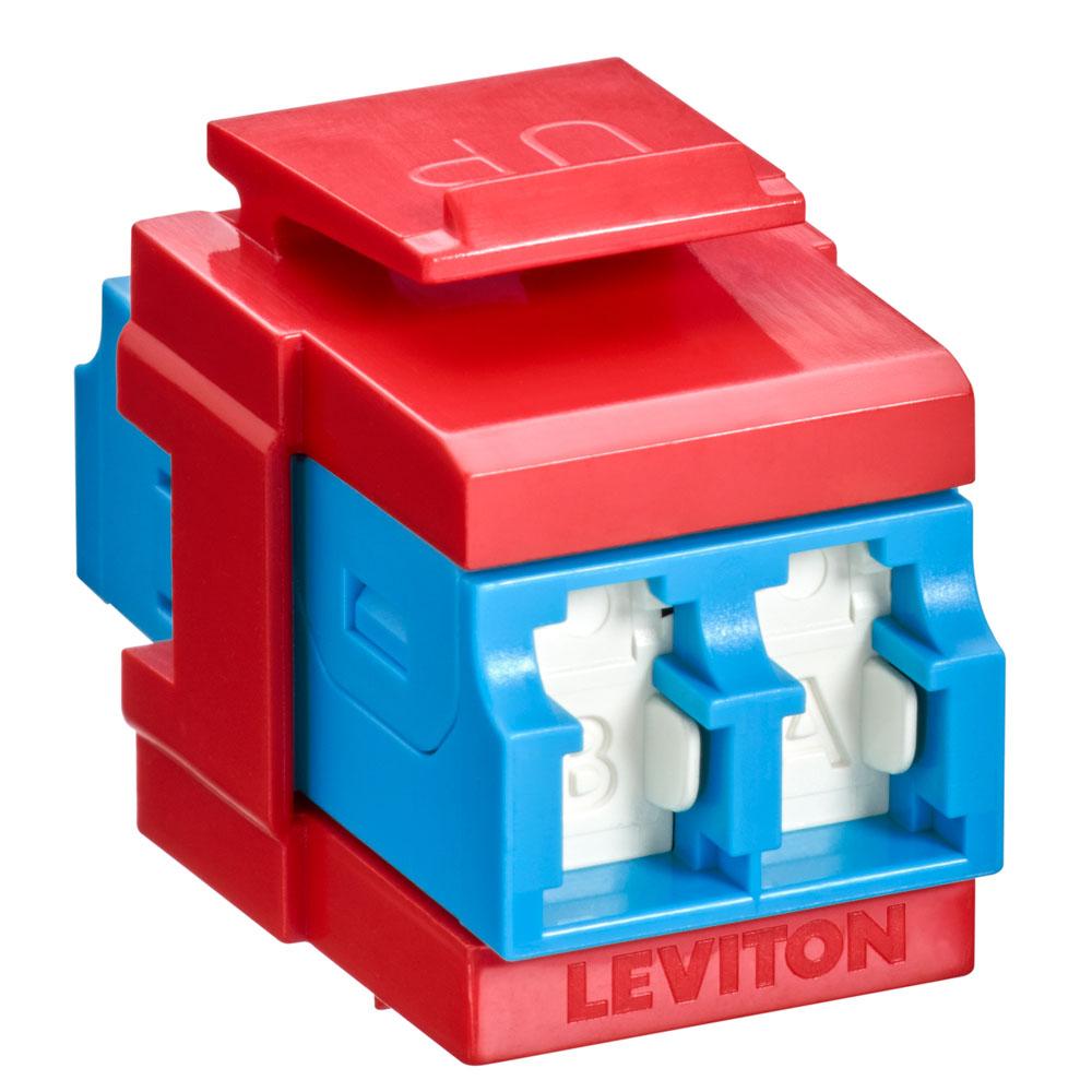 Leviton 41086-SLR QP OS2 DPLX LC SHUT ADAP BLUE/CRIMSON RED