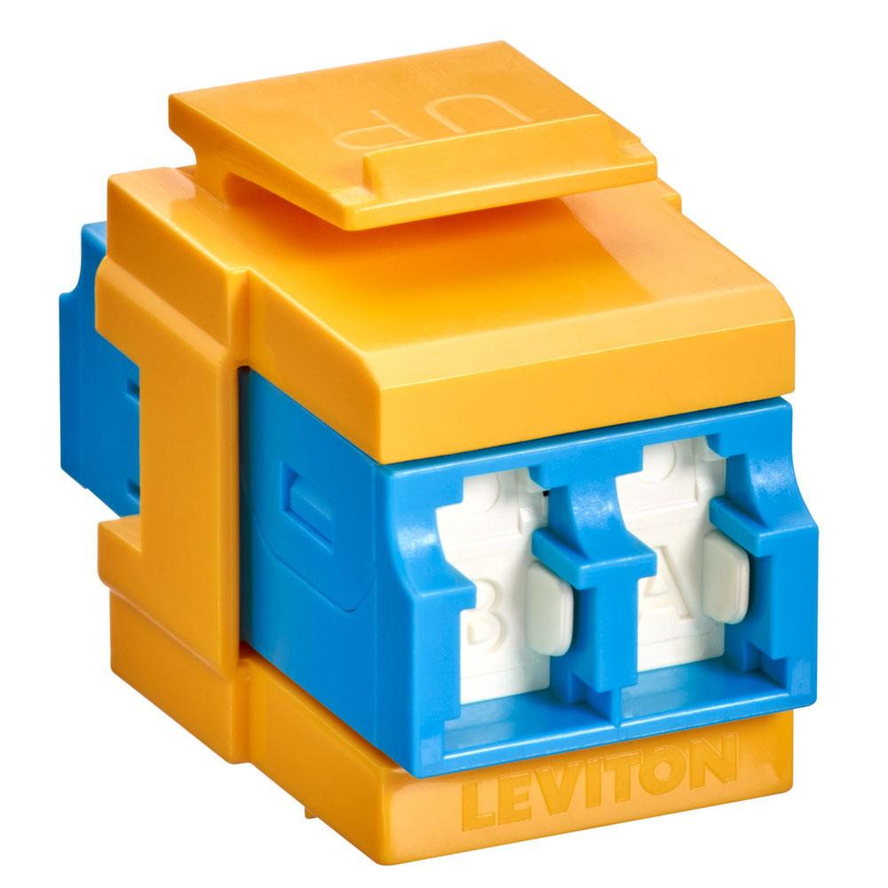 Leviton 41086-SLY QP OS2 DPLX LC SHUT ADAP BLUE/YELLOW