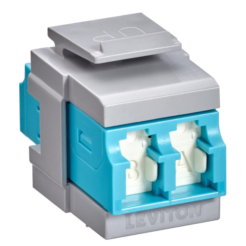 Leviton 41086-LLG QP OM3/4 DPLX LC SHUT ADAP  AQUA/SLATE