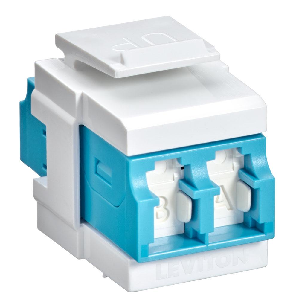 Leviton 41086-LLW QP OM3/4 DPLX LC SHUT ADAP  AQUA/WHITE