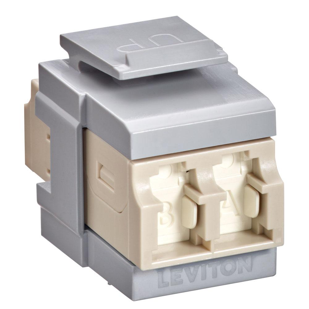 Leviton 41086-MLG QP OM1/2 DPLX LC SHUT ADAP  BEIGE/SLATE