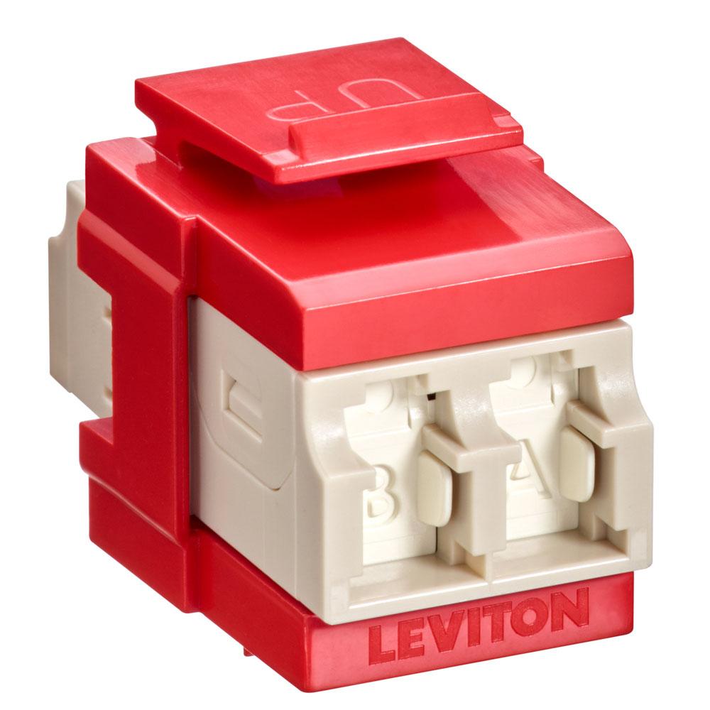 Leviton 41086-MLR QP OM1/2 DPLX LC SHUT ADAP  BEIGE/CRIMSON RED