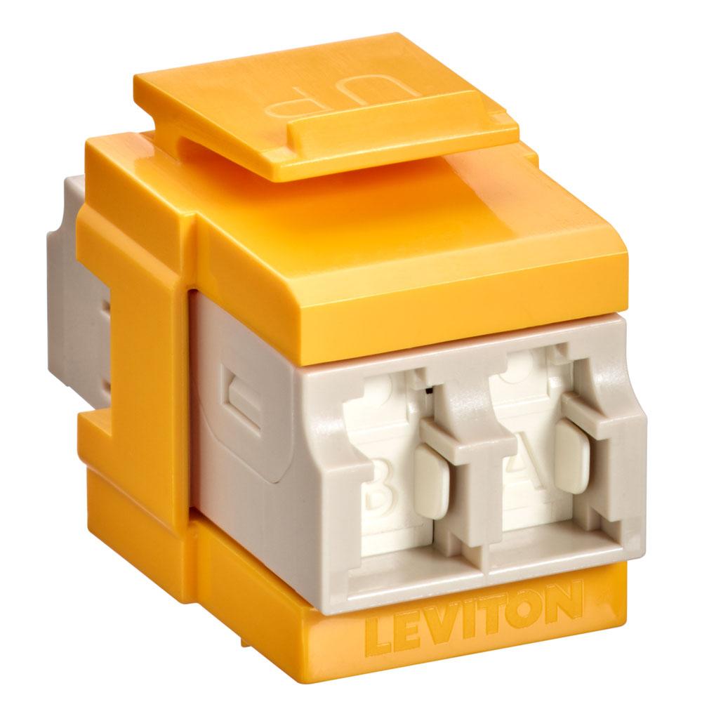 Leviton 41086-MLY QP OM1/2 DPLX LC SHUT ADAP  BEIGE/YELLOW
